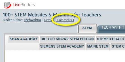 screenshot of Details link in a binder