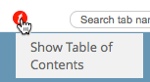 selecting table of contents