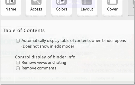 Table of Contents Menu