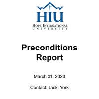 HIU Preconditions Report - March 31, 2020