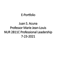 NUR 2811C Professional  Leadership - Juan Acuna