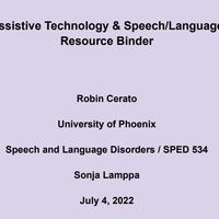 Assistive Technology  for Communication Disorders