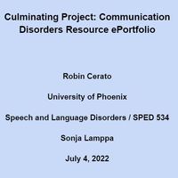 Communication Disorders Resource ePortfolio