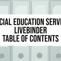 Special Education Services LiveBinder Table of Contents