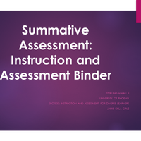 Summative Assessment: Instruction and Assessment Binder