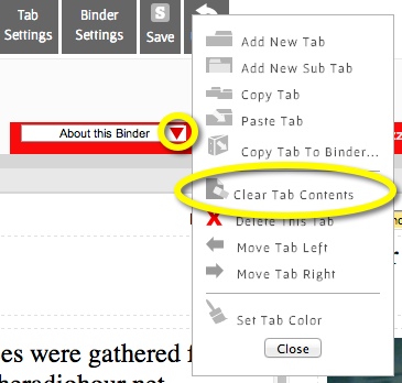 clear a link or a document from a tab