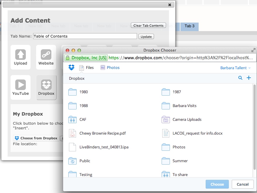 screenshot of 'Embedding a Dropbox document'
