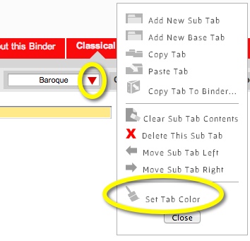 screenshot of how to change tab color