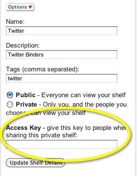 Access key for shelf