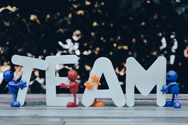 Decorative image of the word Team