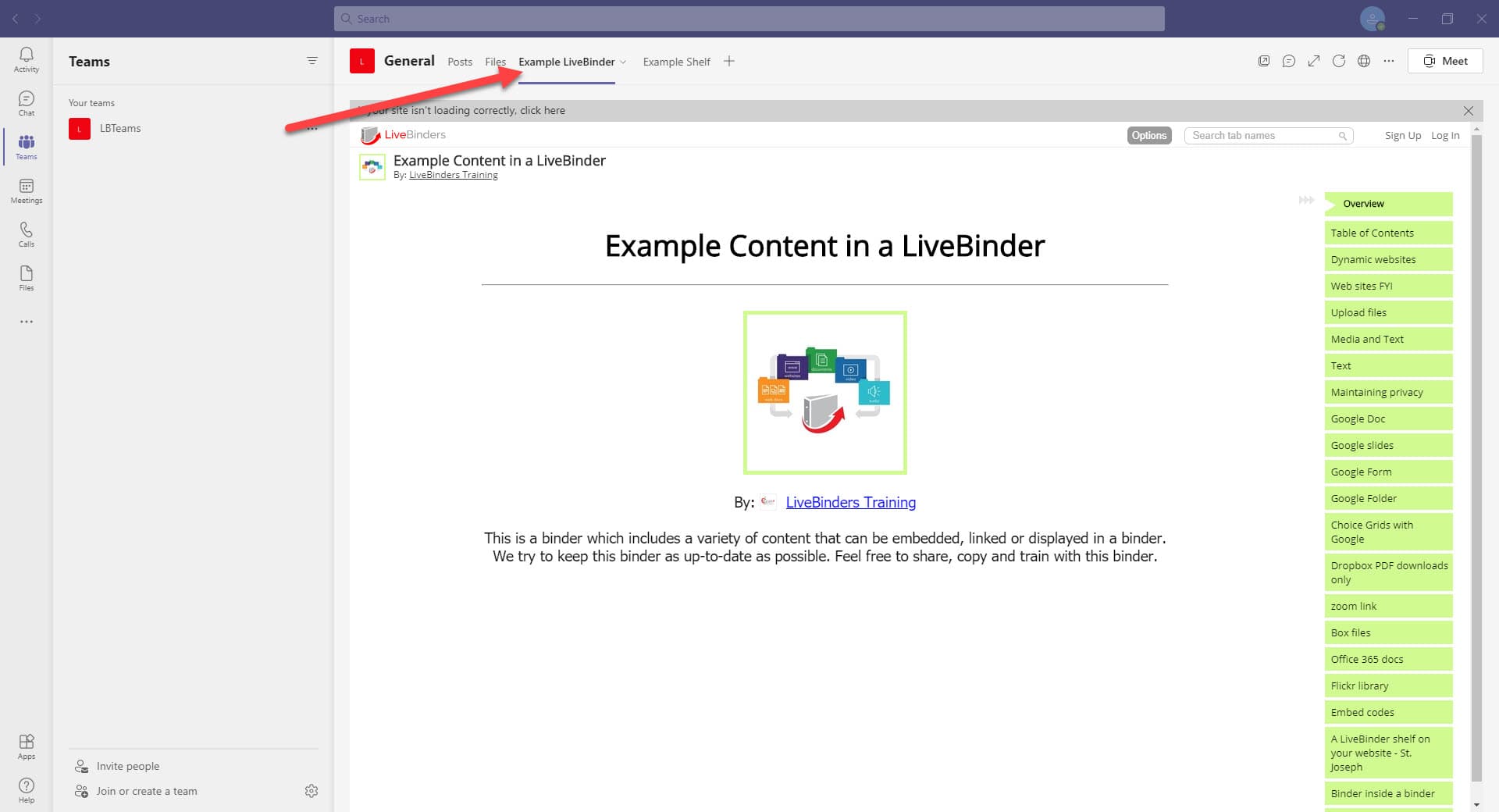 Adding Online Binders to Microsoft Teams is Easy